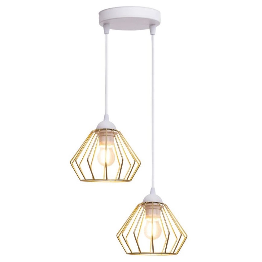 Luster na sajli CEED GOLD 2xE27/60W/230V pr. 28 cm bijela/zlatna