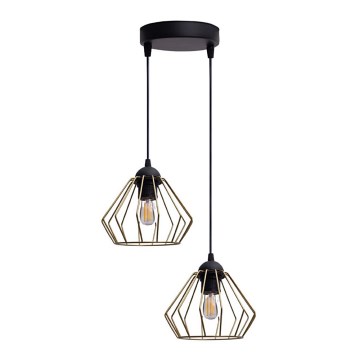 Luster na sajli CEED GOLD 2xE27/60W/230V pr. 28 cm crna/zlatna
