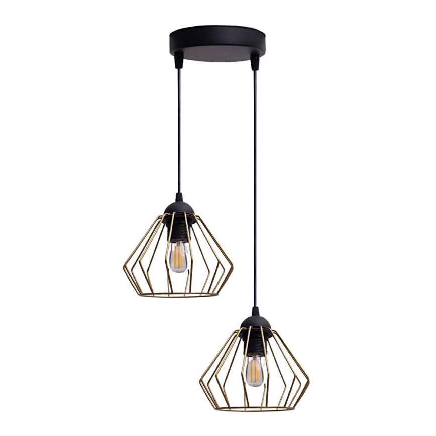 Luster na sajli CEED GOLD 2xE27/60W/230V pr. 28 cm crna/zlatna