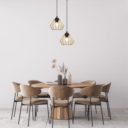 Luster na sajli CEED GOLD 2xE27/60W/230V pr. 28 cm crna/zlatna