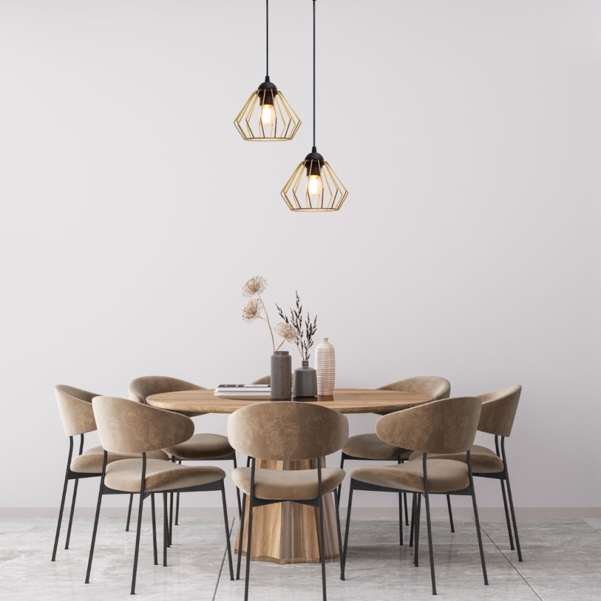 Luster na sajli CEED GOLD 2xE27/60W/230V pr. 28 cm crna/zlatna