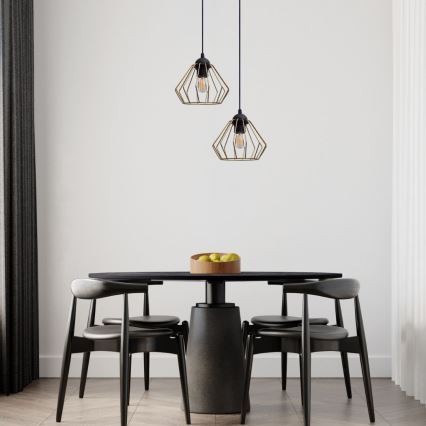 Luster na sajli CEED GOLD 2xE27/60W/230V pr. 28 cm crna/zlatna