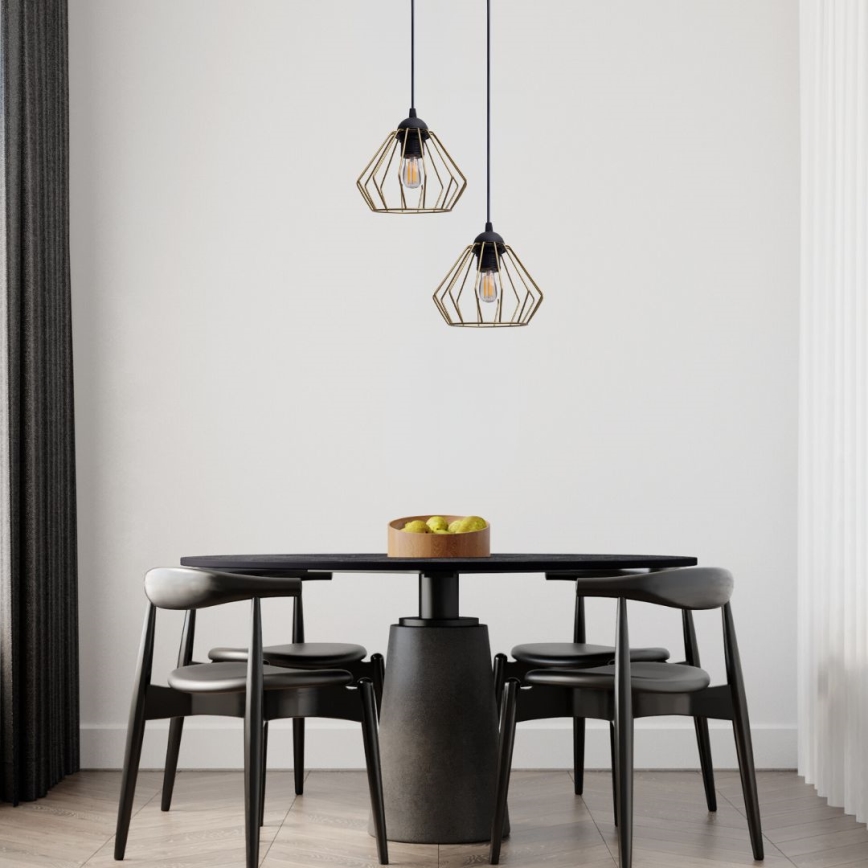 Luster na sajli CEED GOLD 2xE27/60W/230V pr. 28 cm crna/zlatna