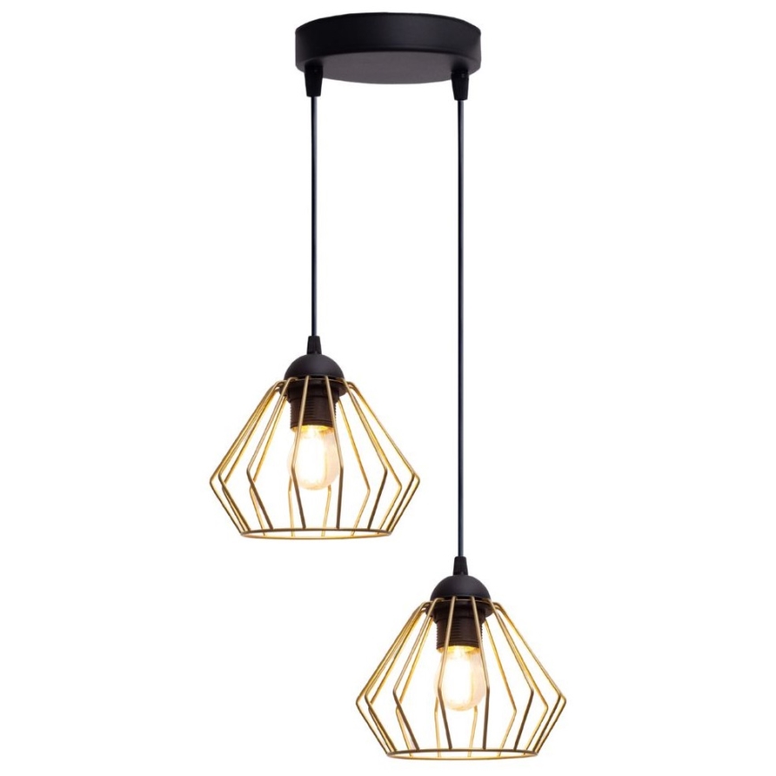 Luster na sajli CEED GOLD 2xE27/60W/230V pr. 28 cm crna/zlatna