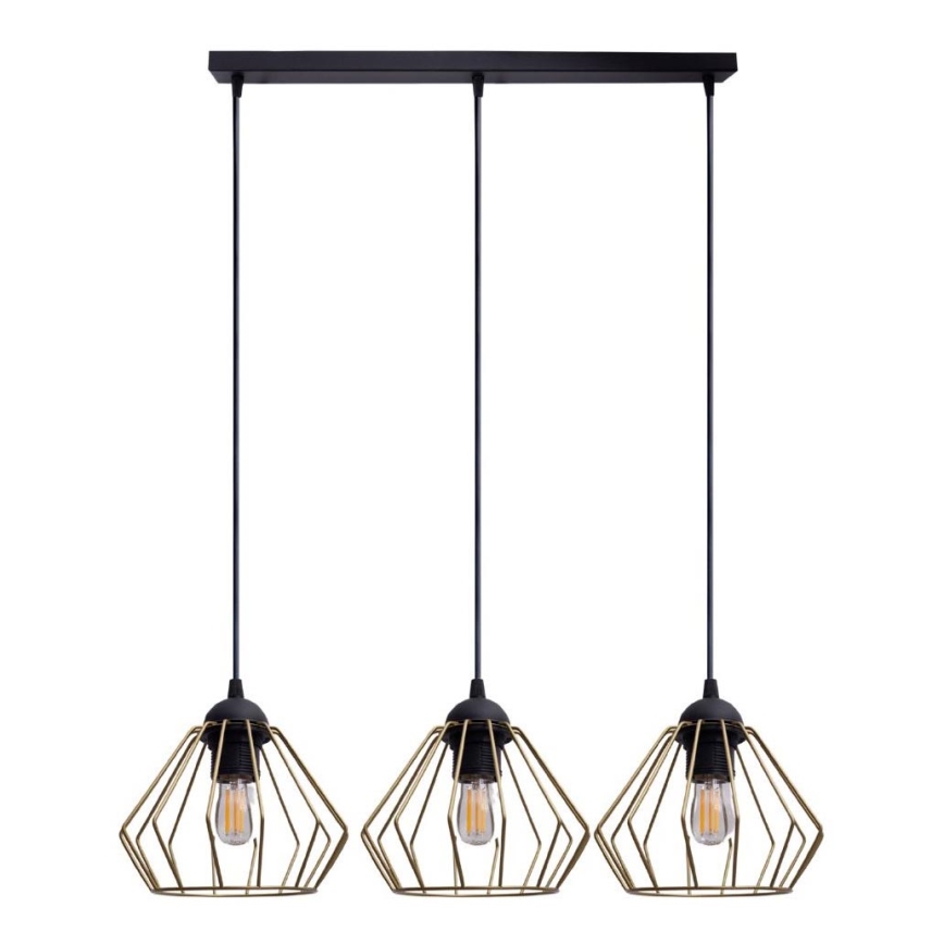 Luster na sajli CEED GOLD 3xE27/60W/230V crna/zlatna