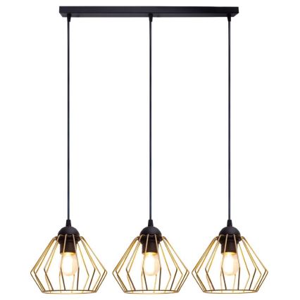 Luster na sajli CEED GOLD 3xE27/60W/230V crna/zlatna