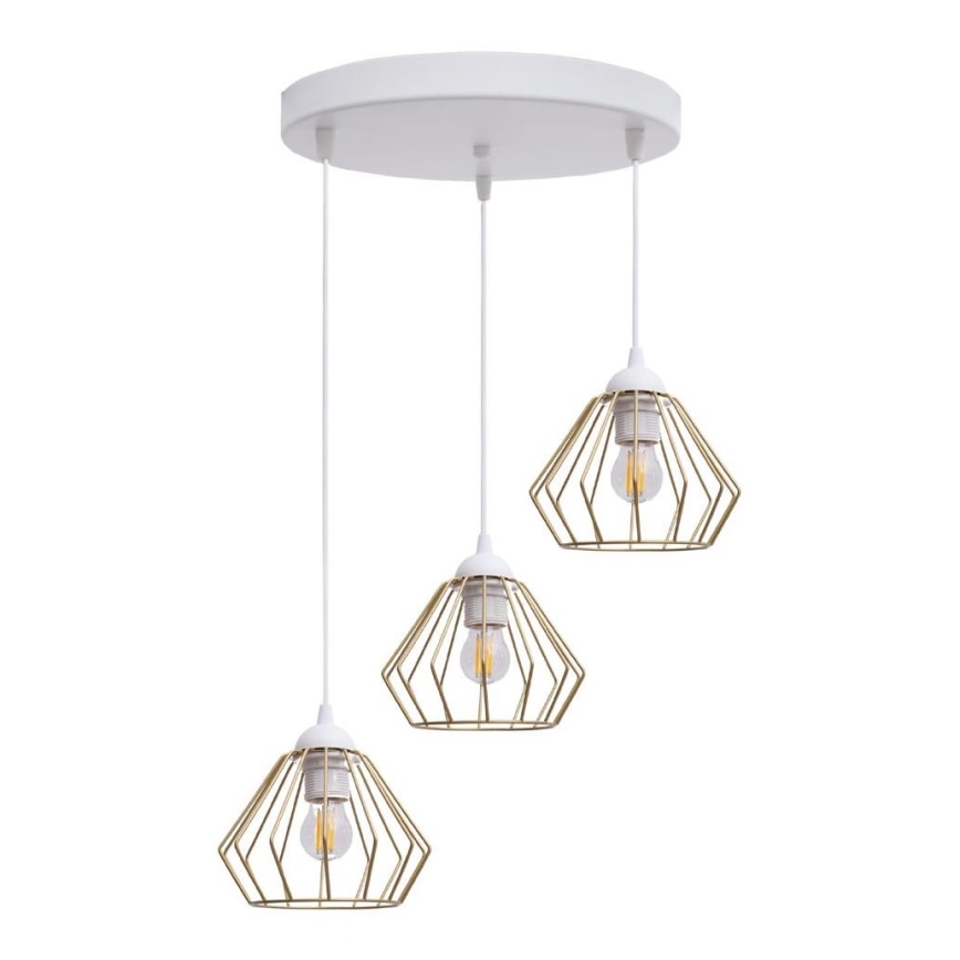 Luster na sajli CEED GOLD 3xE27/60W/230V pr. 45 cm bijela/zlatna