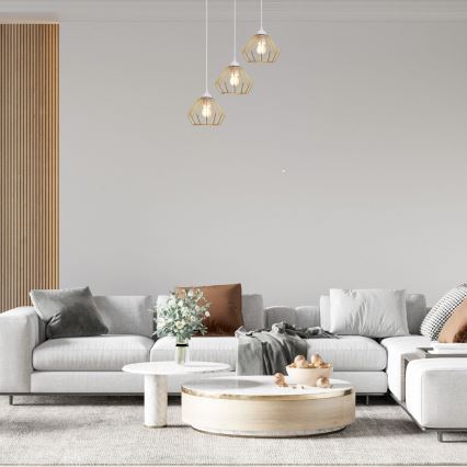 Luster na sajli CEED GOLD 3xE27/60W/230V pr. 45 cm bijela/zlatna