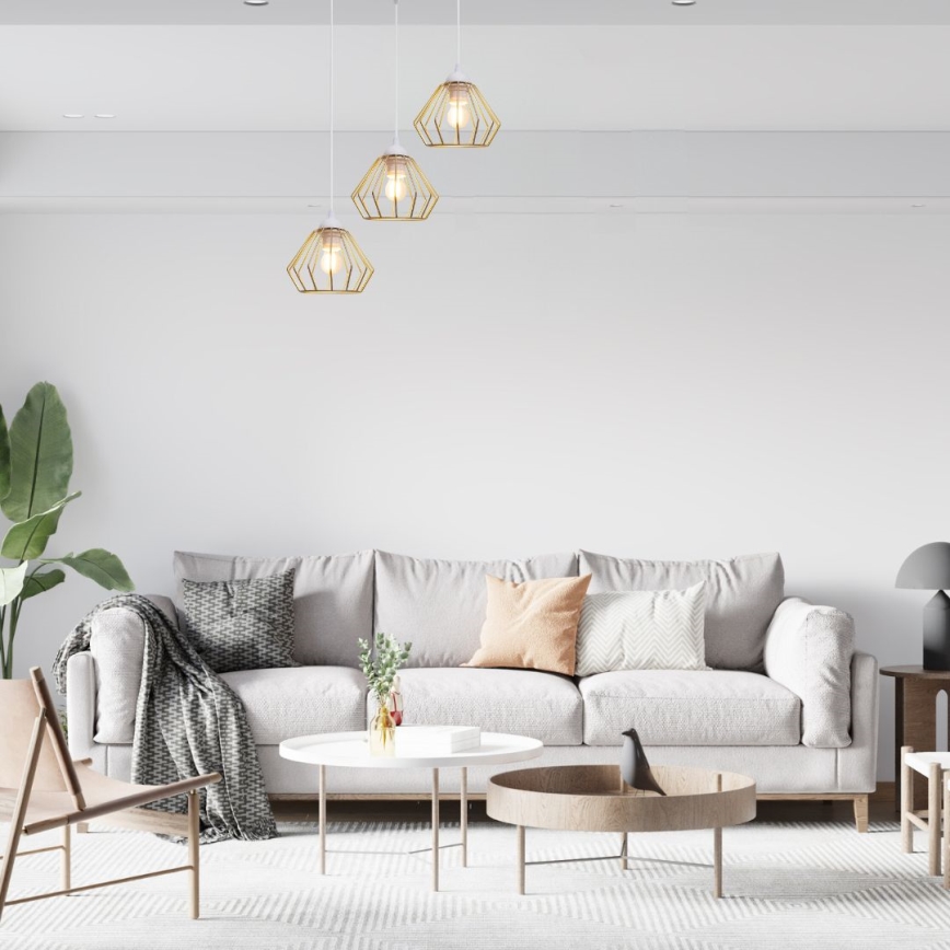 Luster na sajli CEED GOLD 3xE27/60W/230V pr. 45 cm bijela/zlatna