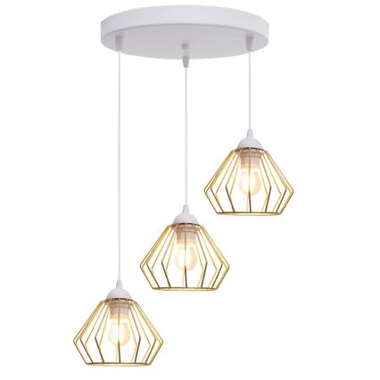 Luster na sajli CEED GOLD 3xE27/60W/230V pr. 45 cm bijela/zlatna