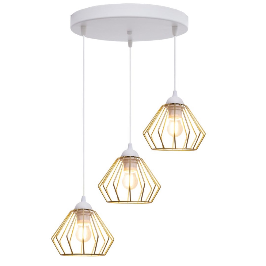Luster na sajli CEED GOLD 3xE27/60W/230V pr. 45 cm bijela/zlatna