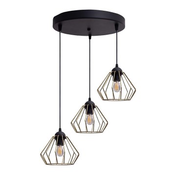 Luster na sajli CEED GOLD 3xE27/60W/230V pr. 45 cm crna/zlatna