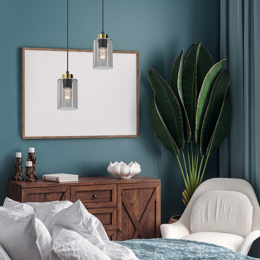 Luster na sajli CHIC 1xE27/60W/230V crna/siva