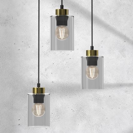 Luster na sajli CHIC 3xE27/60W/230V crna/siva