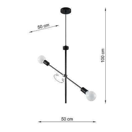 Luster na sajli CONCEPT 2xE27/60W/230V