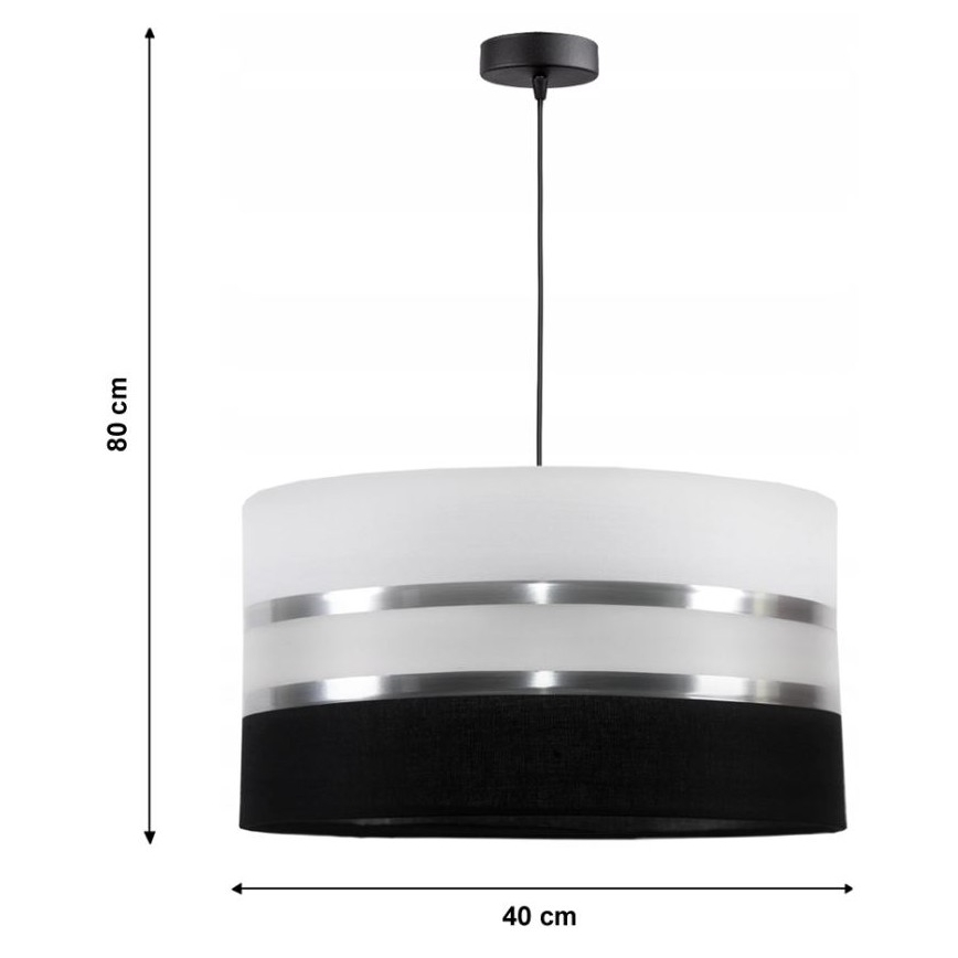 Luster na sajli CORAL 1xE27/60W/230V crno-bijela