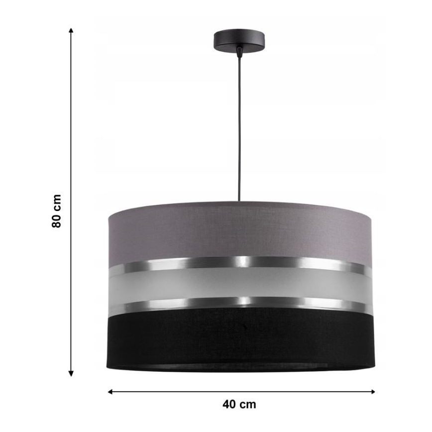 Luster na sajli CORAL 1xE27/60W/230V crno siva