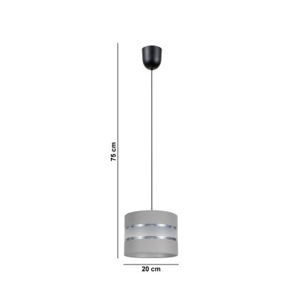 Luster na sajli CORAL 1xE27/60W/230V pr. 20 cm siva