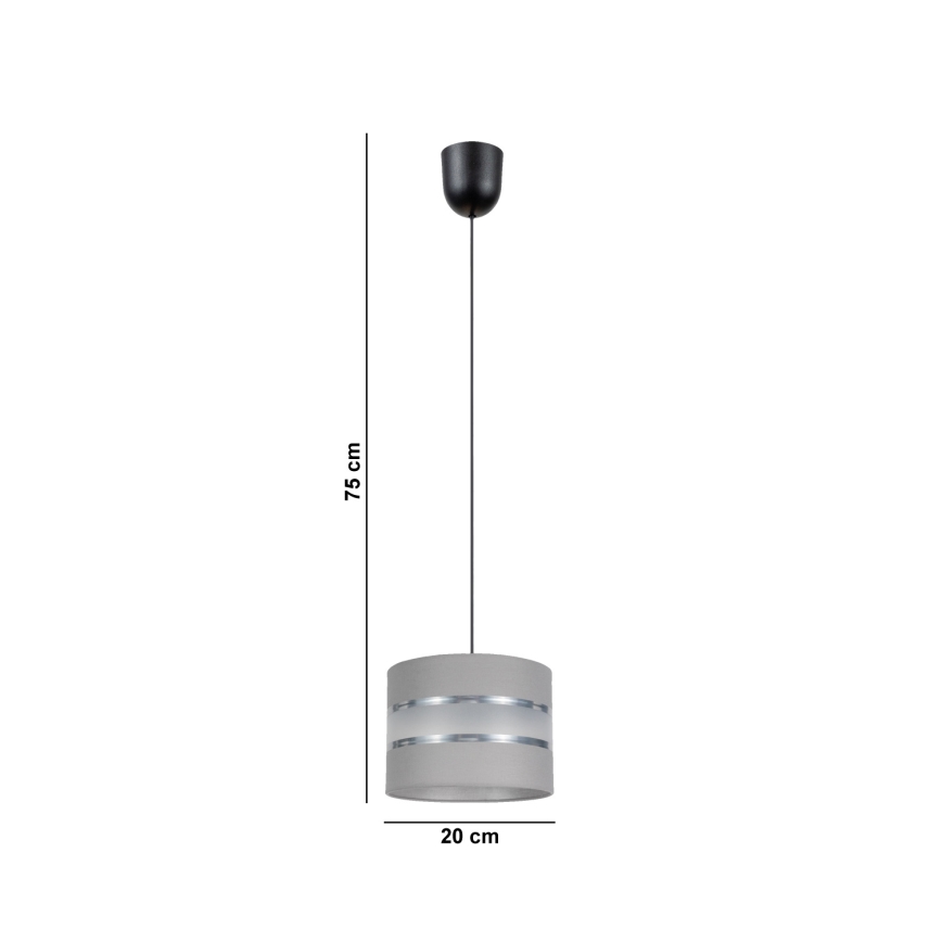 Luster na sajli CORAL 1xE27/60W/230V pr. 20 cm siva