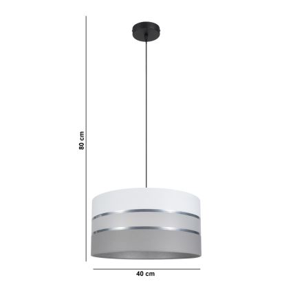 Luster na sajli CORAL 1xE27/60W/230V pr. 40 cm bijela/siva