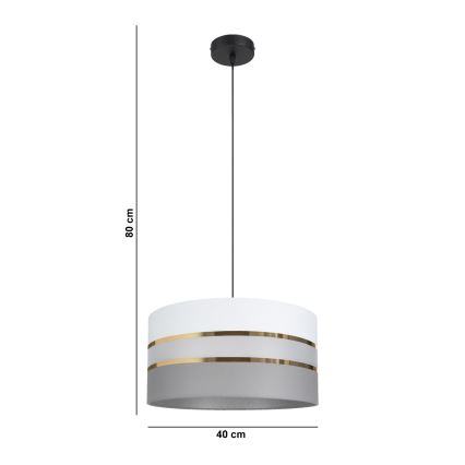 Luster na sajli CORAL 1xE27/60W/230V pr. 40 cm bijela/siva