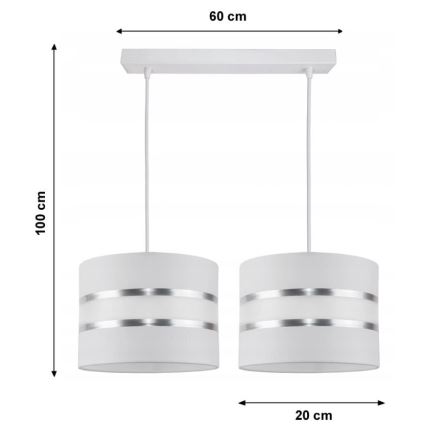 Luster na sajli CORAL 2xE27/60W/230V bijela