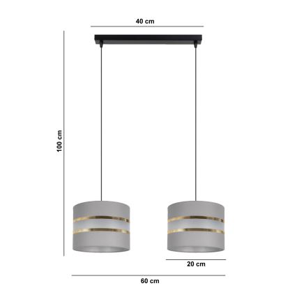 Luster na sajli CORAL 2xE27/60W/230V siva