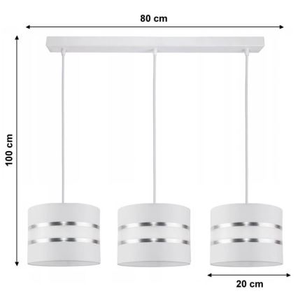 Luster na sajli CORAL 3xE27/60W/230V bijela