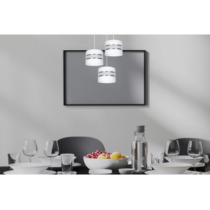 Luster na sajli CORAL 3xE27/60W/230V bijela/mat krom pr. 45 cm