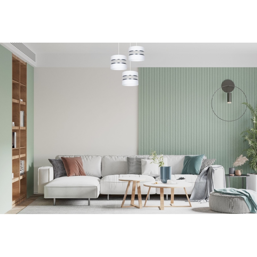 Luster na sajli CORAL 3xE27/60W/230V bijela/mat krom pr. 45 cm