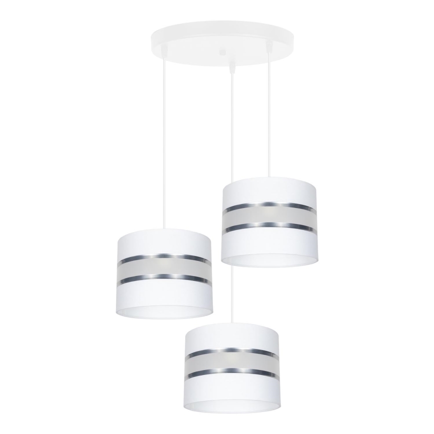 Luster na sajli CORAL 3xE27/60W/230V bijela/mat krom pr. 45 cm