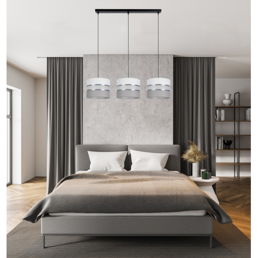 Luster na sajli CORAL 3xE27/60W/230V bijela/siva