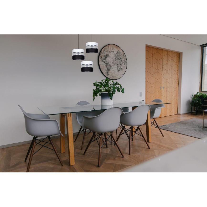 Luster na sajli CORAL 3xE27/60W/230V crna/bijela/mat krom pr. 45 cm