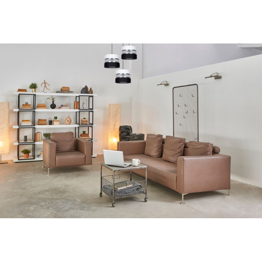 Luster na sajli CORAL 3xE27/60W/230V crna/bijela/mat krom pr. 45 cm