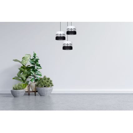 Luster na sajli CORAL 3xE27/60W/230V crna/bijela/mat krom pr. 45 cm
