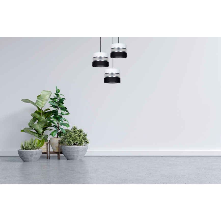 Luster na sajli CORAL 3xE27/60W/230V crna/bijela/mat krom pr. 45 cm