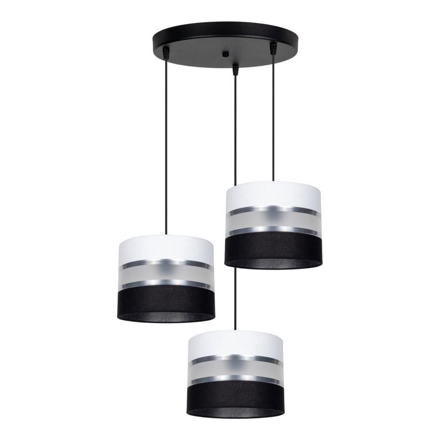 Luster na sajli CORAL 3xE27/60W/230V crna/bijela/mat krom pr. 45 cm