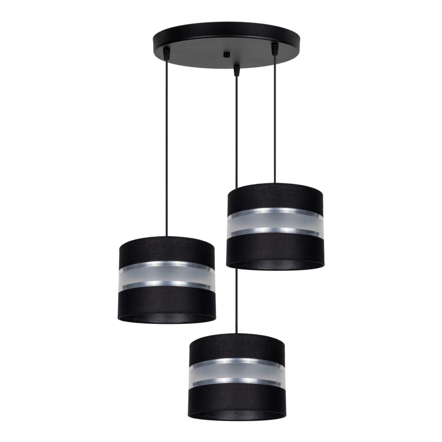 Luster na sajli CORAL 3xE27/60W/230V crna/mat krom pr. 45 cm