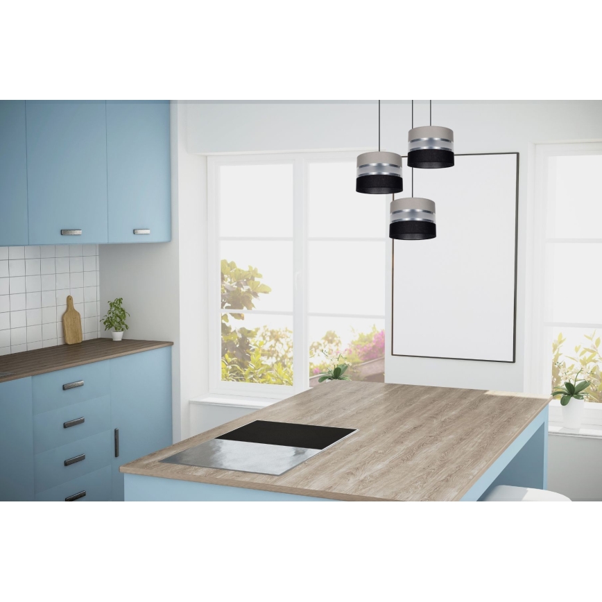 Luster na sajli CORAL 3xE27/60W/230V crna/siva/mat krom pr. 45 cm