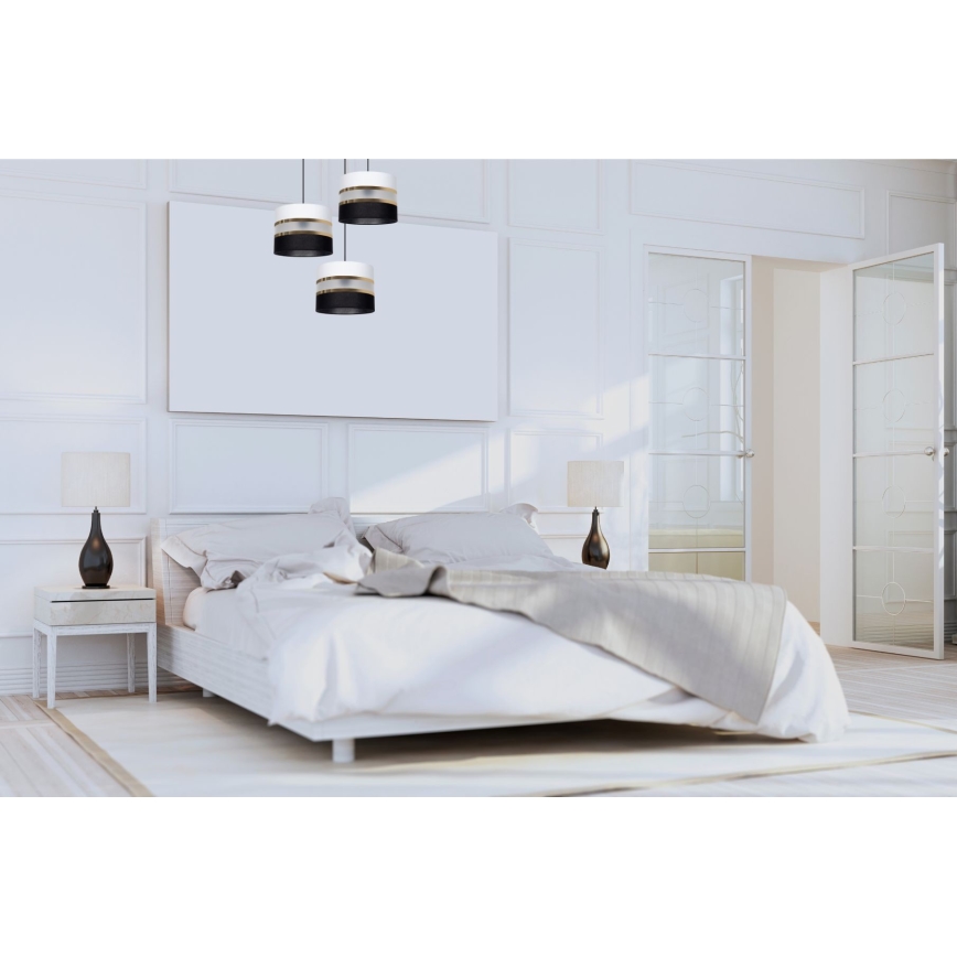 Luster na sajli CORAL 3xE27/60W/230V crno-bijela