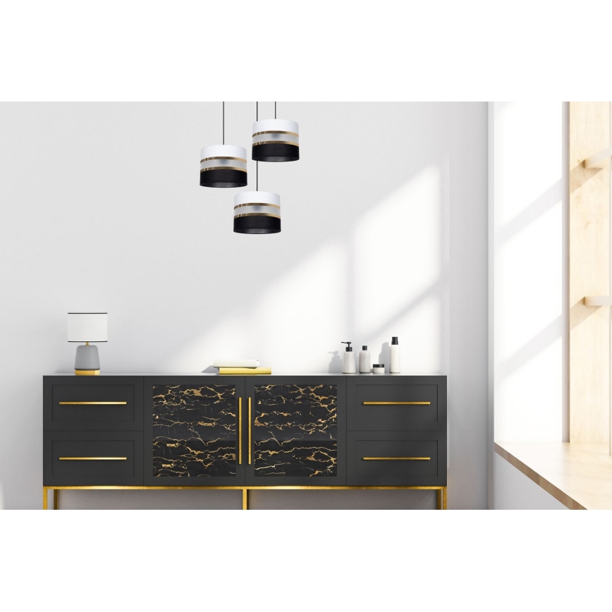 Luster na sajli CORAL 3xE27/60W/230V crno-bijela