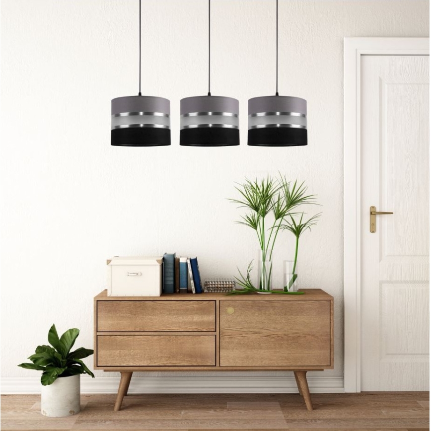 Luster na sajli CORAL 3xE27/60W/230V crno siva