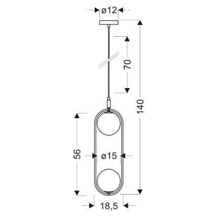 Luster na sajli CORDEL 2xG9/28W/230V crna