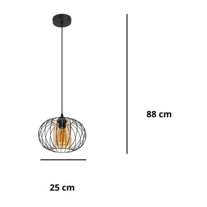 Luster na sajli CORRINI 1xE27/60W/230V pr. 25 cm crna/bež