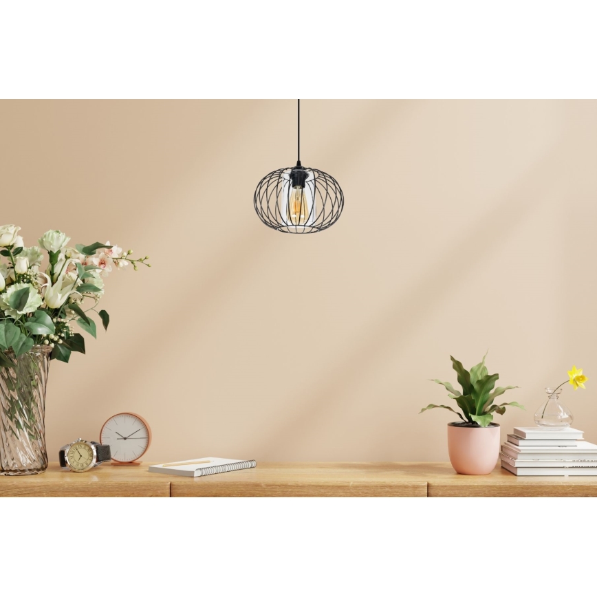 Luster na sajli CORRINI 1xE27/60W/230V pr. 25 cm crna/prozirna