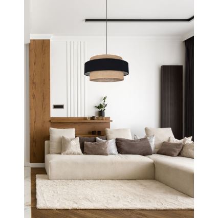 Luster na sajli CORSA 1xE27/60W/230V crna/bež