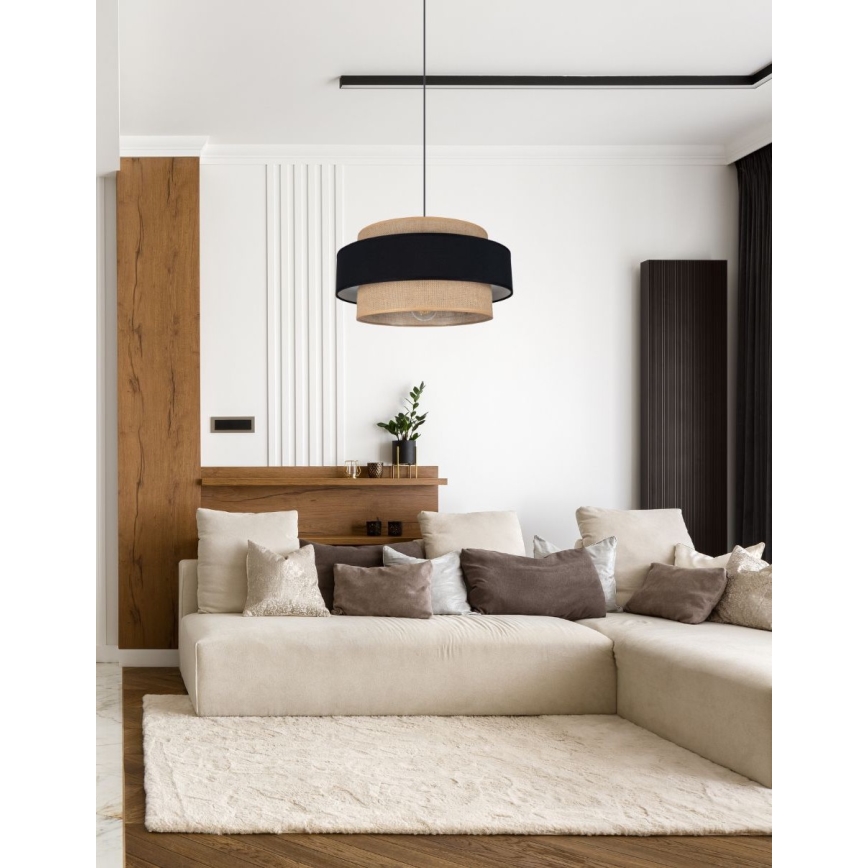 Luster na sajli CORSA 1xE27/60W/230V crna/bež