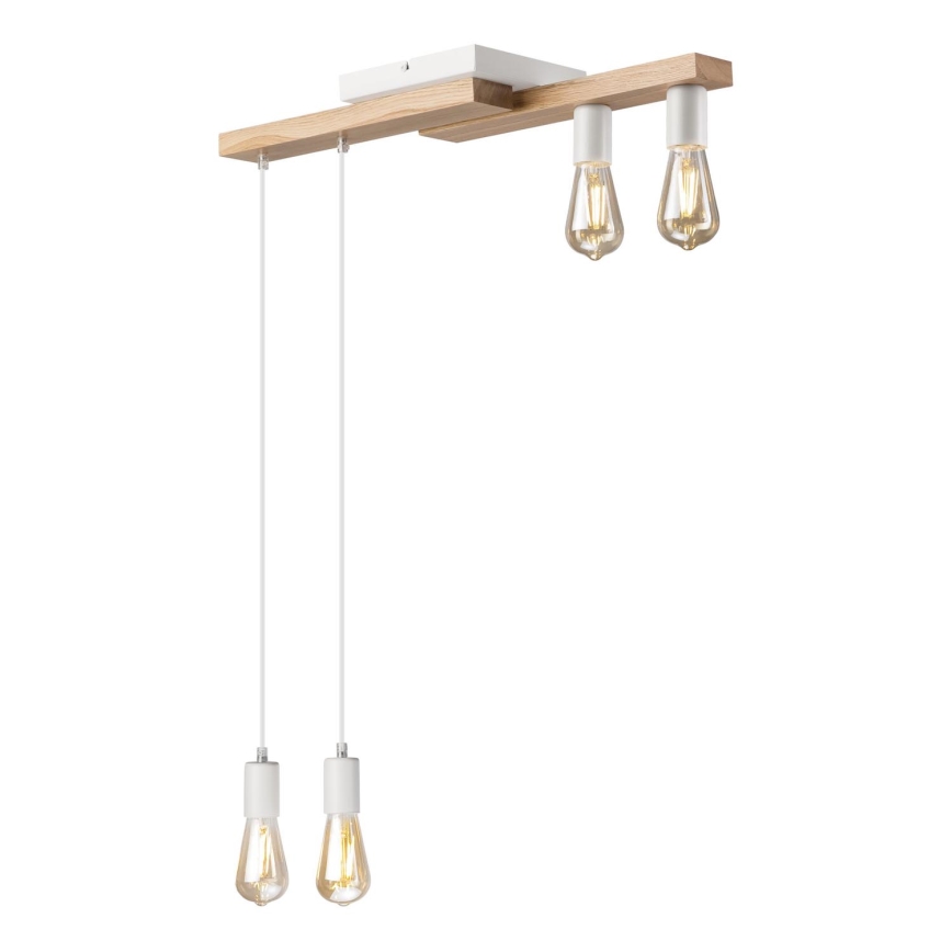 Luster na sajli CORTINA 4xE27/15W/230V bijela/hrast