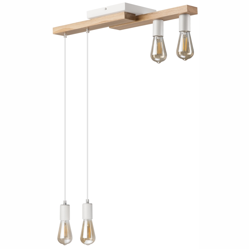 Luster na sajli CORTINA 4xE27/15W/230V bijela/hrast