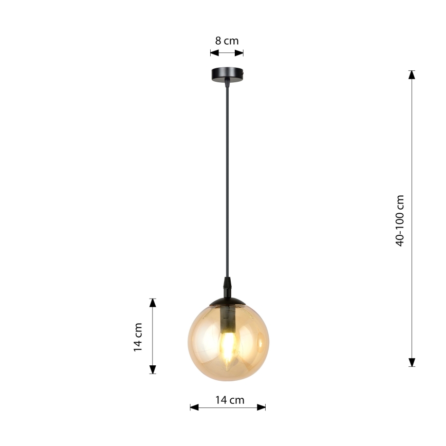 Luster na sajli COSMO 1xE14/10W/230V pr. 14 cm crna/bež
